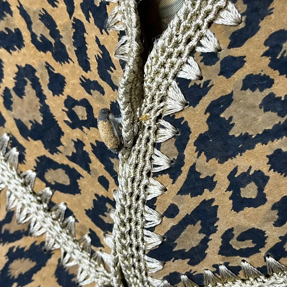 Leopard Skin by Sooth 90s Crotchet 100% Real Leather Vest Cheetah Print Vintage - Picture 5 of 8